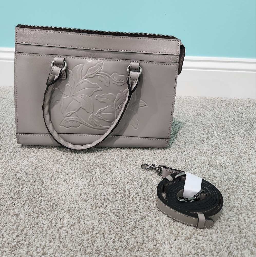 Patricia Nash Josselin Vintage Parisian Tooled Leather Satchel